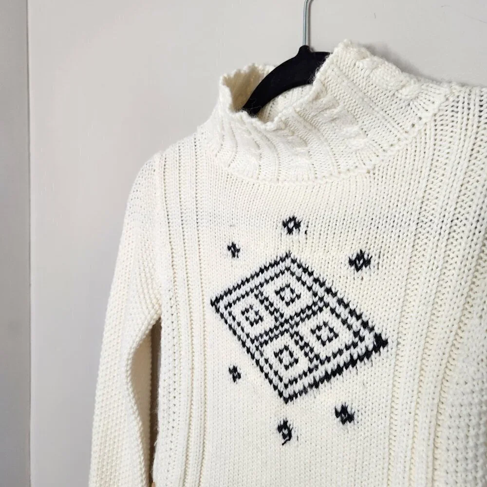 THE REEDS X J. CREW White Knit Mock Neck Sweater